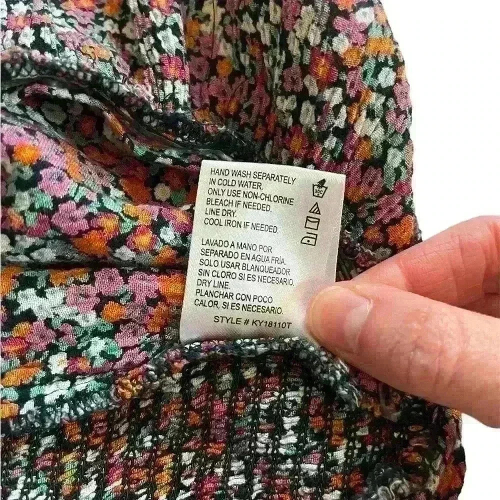 Patrons of Peace Floral Tie Front Peplum Crop Tank Top, EUC, Size S - Picture 7 of 7